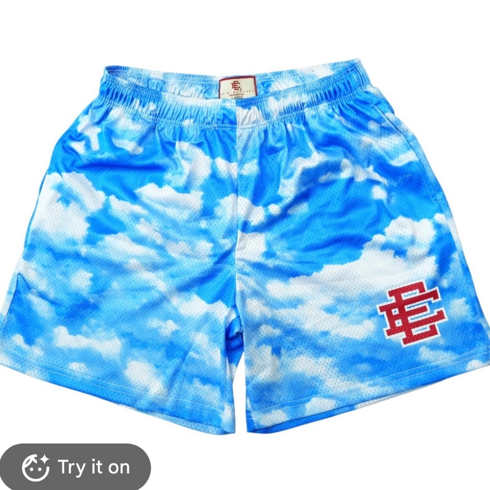 Eric Emanuel Blue Cloud Mesh Shorts